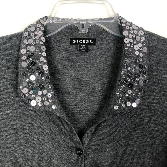 GEORGE Sequin Button Down Gray Cardigan Size Small - Picture 3 of 11